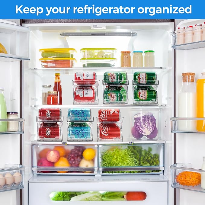 Rolling Soda Can Organizer for Refrigerator Can Dispenser for Fridge Beer Soda Seltzer Pop Can Soda Organizer for 10 Standard Size 11.15oz or 12oz Cans Holder Storage Pantry Organization - Image 6