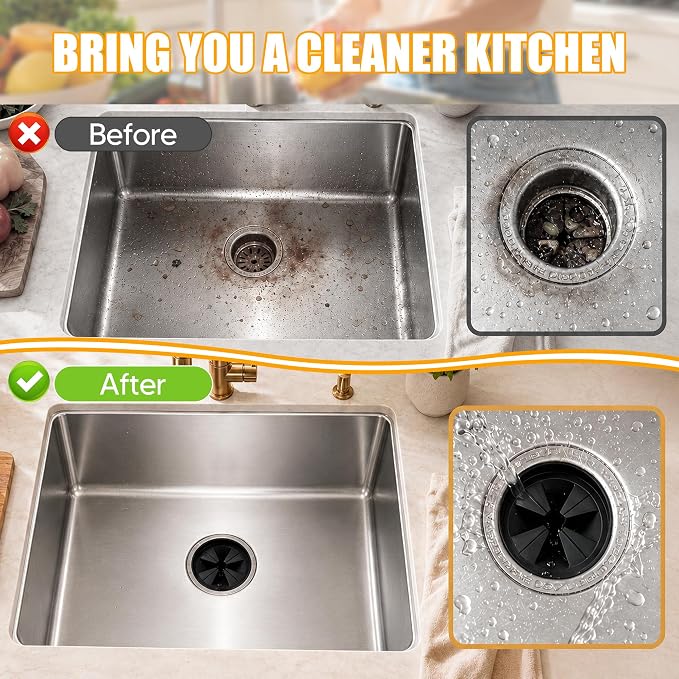 3 3/8" Garbage Disposal Splash Guard Replacement for InSinkErator Evolution | QCB-AM rubber Drain Insert, Sink Baffle, Garbage Disposer Accessories, Upgraded Removable Quiet Collar Drain Plugs, Black - Image 8