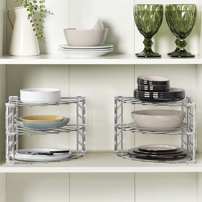 Deco Brothers 3-Tier Counter and Cabinet Corner Shelf Organizer, Chrome - Image 2
