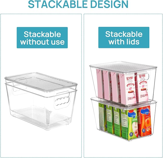 Vtopmart 12 Pack Clear Stackable Storage Bins with Lids, Medium - Image 3