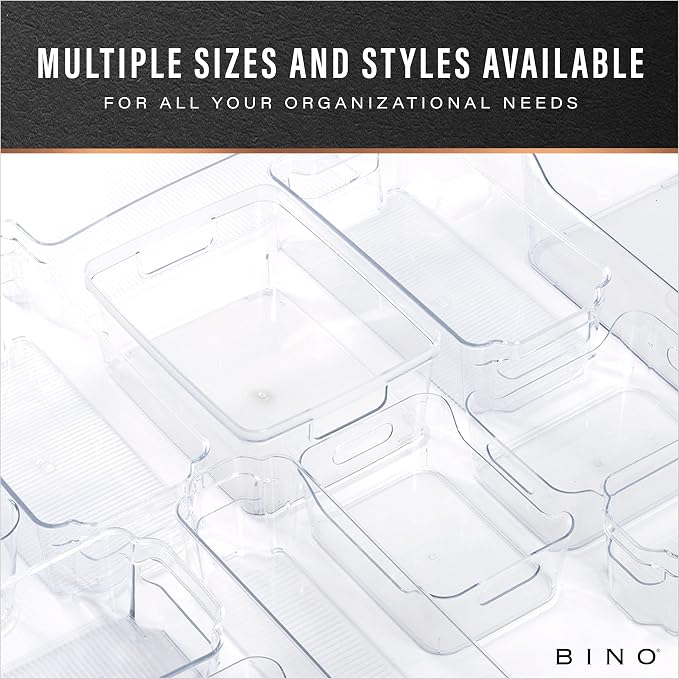BINO | Plastic Storage Bins, Medium - 2 Pack | THE LUCID COLLECTION | Multi-Use Built-In Handles | BPA-Free | Clear Storage Containers | Fridge Organizer | Pantry & Home Organization - Image 8