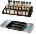 3-Tier Expandable Spice Rack Organizer, 12.8-22.6 in, Black | Adjustable, Countertop Stepped wood & iron Seasoning Organizer, Shelf for kitchen Cabinet Pantry Jars Bottles Syrup by TIOPGHAD