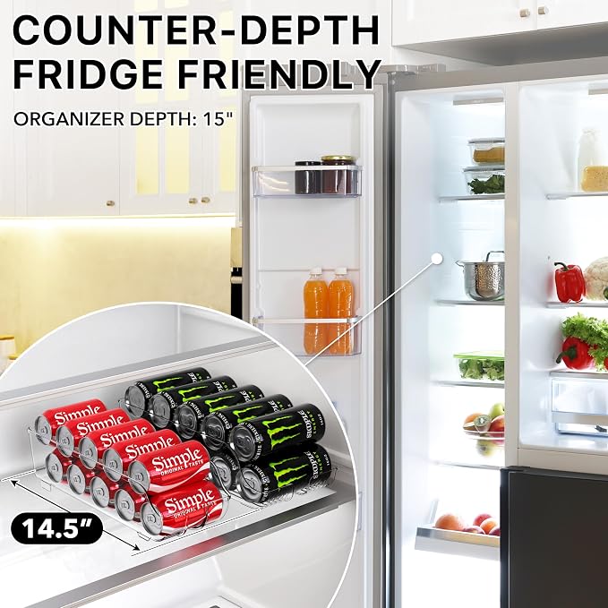 Simple Houseware 4-Pack Assorted Can Organizer for Refrigerator/Pantry | Clear, Set of 4 - Image 4