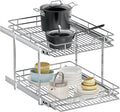 2-Tier Pull Out Cabinet Organizer, 19.5" W x 21.5" D, Heavy Duty Dual Slide Out Shelves for Base Cabinets, Chrome Wire Basket Drawer for Pantry, Kitchen & Bathroom Storage by Unknown