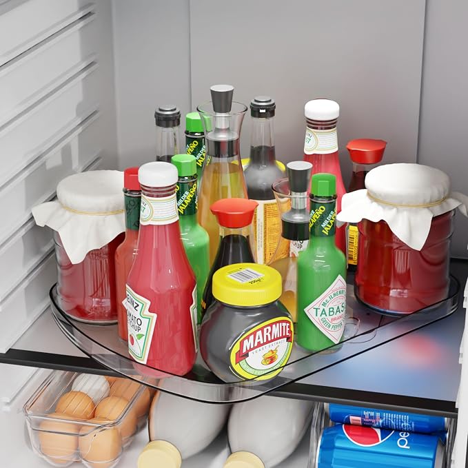 Clear Refrigerator Lazy Susan Turntable,15.7''x11.8'',Rectangular Fridge Turntable Organizer,Large Rotating Fridge Tray for Kitchen,Countertop,Pantry,Cabinet,Jars and Condiment Organizer,2 Pack - Image 8