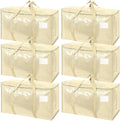 TICONN 6 Pack Extra Large Moving Bags Heavy Duty with Zippers & Carrying Handles, Durable Storage Bags Moving Boxes for Closet Organizers and Storage (6 Pack, Cream) by TICONN