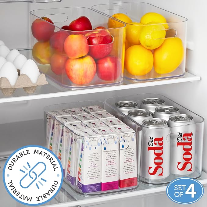 STORi Bliss 10" x 6" Open Clear Pantry Organizer Bin, Set of 4, Plastic Containers with Handle for Kitchen, Fridge, Cabinet, Closet, Bathroom, Undersink Storage Made in USA - Image 2