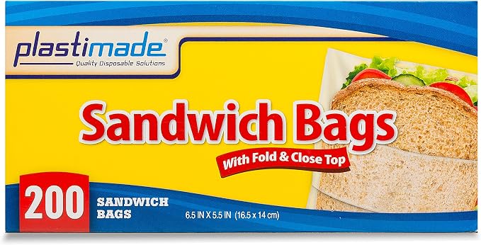 Disposable Plastic Sandwich Bags With Fold Close Top 400 Bags, Great For Home, Office, Vacation, Traveling, Sandwich, Fruits, Nuts, Cake, Cookies, Or Any Snacks (4 Packs) - Image 2
