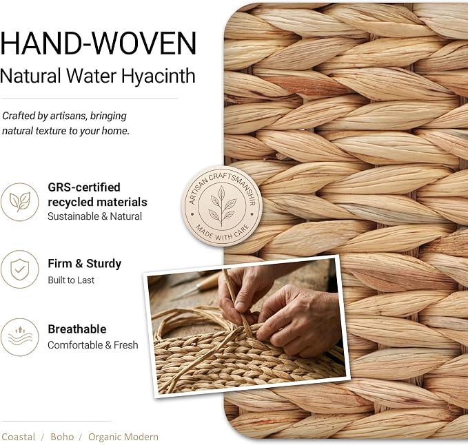 Wicker Baskets for Organizing,Pantry Baskets with Built-in Handles, Handwoven Wicker Storage Basket, Water Hyacinth Storage Bins for Shelves, 3 Pack, Natural 4 Set - Image 2