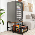 PUNCIA 19.7" x 23.6" Mini Fridge Stand with Large Capicity Storage, Retro | Sturdy Refrigerator Table with Lockable Wheels, Rolling Fridge Cart Heavy Duty Appliance Platform for Dorm, Apartment Bedroom by PUNCIA