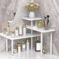 JayRex 3-Tier Bathroom Countertop Corner Shelf Organizer, White | Space-saving corner design organizes spices, skincare and toiletries on kitchen and bathroom counters. by JayRex