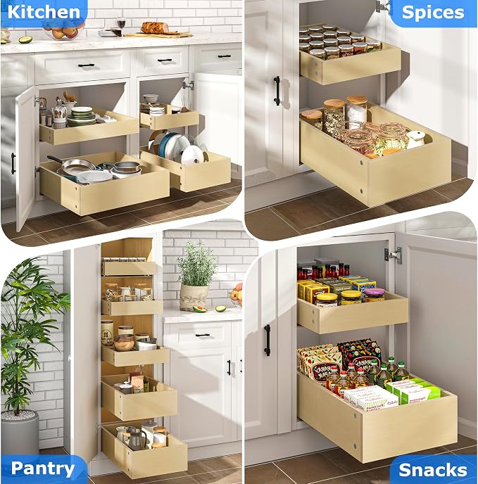 WelFurGeer Soft Close Pull Out Drawers for Cabinets, 11" W x 22" D Pull Out Cabinet Organizer, Smooth Slide-Out Shelves for Kitchen Cabinets, Durable Pullout Drawers for Home & Kitchen Organization - Image 7