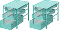 Simple Houseware Stackable 3 Tier Sliding Basket Organizer Drawer, Turquoise (Pack of 2) by SimpleHouseware