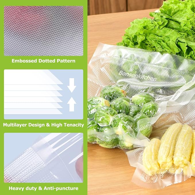Bonsenkitchen Vacuum Sealer Rolls bags, 3 Rolls 11"x 20'+ 3 Rolls 8"x 20' | 6 Pack, Commercial Grade, Durable, BPA-Free, Custom-Size Vacuum Sealer Bags for Dry/Moist Food Storage and Sous Vide, VB3211 - Image 5