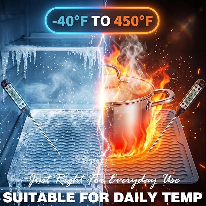 2 Pack Caketime Silicone Dish Drying Mat for Kitchen Counter Baking Cooking Grilling Tools Coffee Must Haves Household Dining Finds Dryer Work Place Covers Rubber Rug Extra Large 18"x16" Green - Image 5
