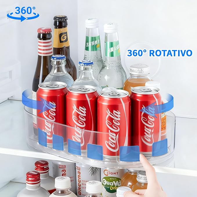 Drink Organizer for Fridge - 360° Rotating Lazy Susan for Refrigerator, 13.5''x8.5'' Clear Lazy Susan Turntable for Refrigerator Organizers and Storage, Kitchen, Table Top, Cabinet, Pantry, 1 Pack - Image 3