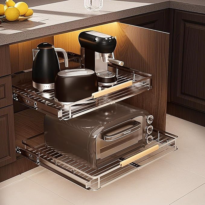 17.1~28"x22.5" Pull Out Cabinet Organizer，2Pack Expandable Sliding Cabinet Shelves，Side Mounting - Image 8