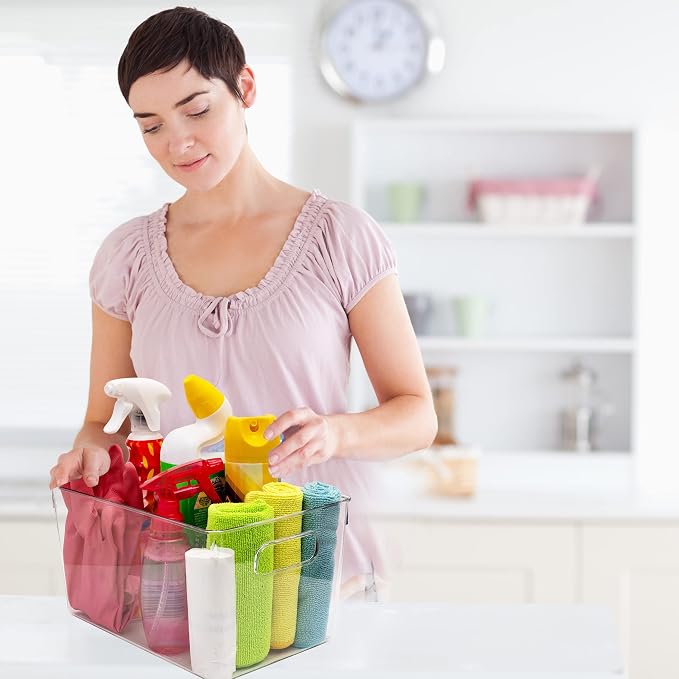 Clear Plastic Storage Bins, Pantry Organizers and Storage Containers Fridge Organizer Bins Kitchen Cabinet Organizer for Organizing Home, Bathroom, Freezer, Refrigerator. (10 x 7.3 x 5) - Image 5