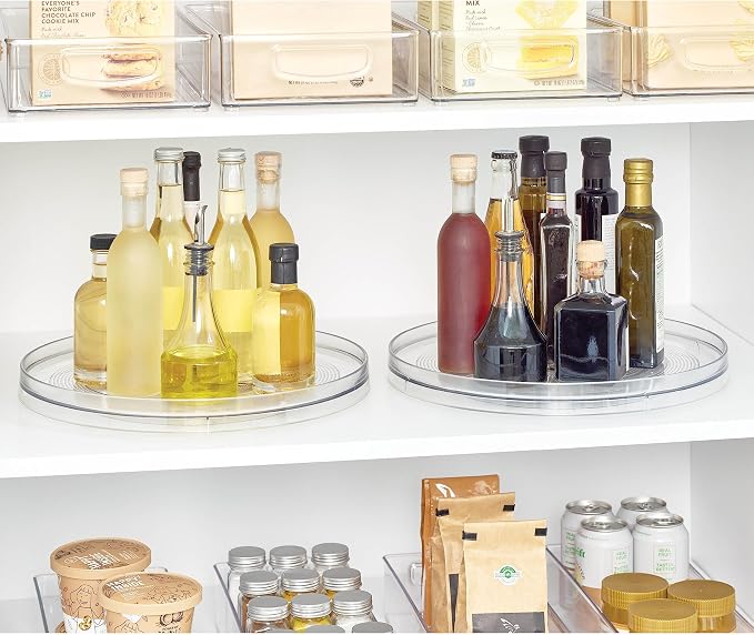 iDesign 14.5-Inch Lazy Susan Organizer, 2-Pack, Clear | Large Turntable, For Cabinet or Pantry - Image 7
