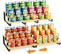3-Tier Expandable Bamboo & Iron Can Organizer, Holds 30 Cans, Black | Adjustable Pantry Can Storage Rack, Cabinet Food Can Shelf, Easy-Access Holder for Canned Goods, Assembly Required, Black by NuoyuanShen