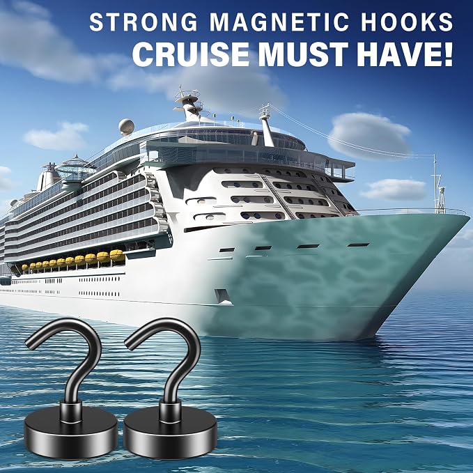 FINDMAG 50LB+ Magnetic Hooks for Cruise Cabins, 10 Pack Black Magnetic Hook | Strong Neodymium Magnet Hooks for Hanging, Fridge, Garage, Home, Beach Vacation, Cruise Cabin Organizer for Office - Image 2