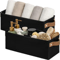 StorageWorks Narrow Storage Bins, Toilet Paper Storage, Black, 2-Pack | With Metal Frame, Reinforced PU Handles, Sturdy Structure, For Bathroom, Closet, Shelf, Storage Makeup, Socks, Underwear by StorageWorks