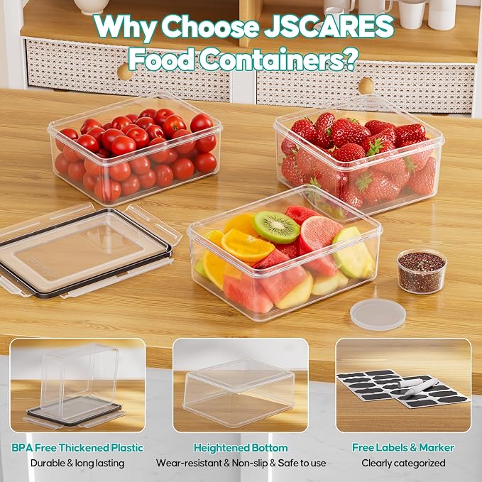 40 Pcs Food Storage Containers with Lids Airtight (20 Lids & 20 Containers) | Reusable Plastic Leakproof Meal-Prep Container for Kitchen Storage Organization Microwave/Dishwasher Safe with Labels & Pen - Image 3