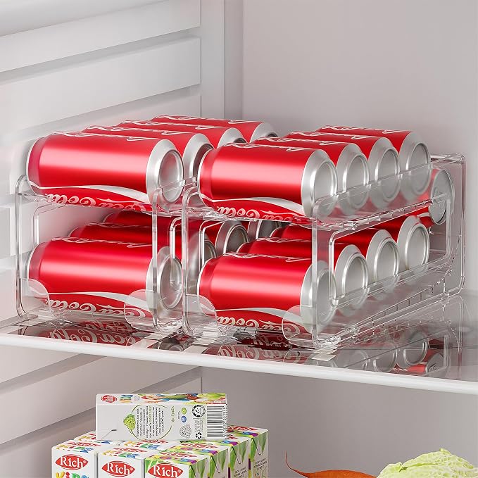Soda Can Organizer 2Pack, Auto-Roll Dispenser 12oz and Tall Cans | Holds 18 Cans (9 Per Rack), Screwdriver Included, Anti-Slip Rubber Feet, Impact-Resistant Plastic, Fits Most Fridges - Image 2