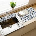 3 Pcs 2 Size Kitchen Sink Splash Guard Faucet Mat Blue Flowers and Birds Pattern Faucet Mats for Sinks Vintage Flower Absorbing Drying Mat for Kitchen Bathroom by CONCHLERY%E6%97%97%E8%88%B0%E5%BA%97