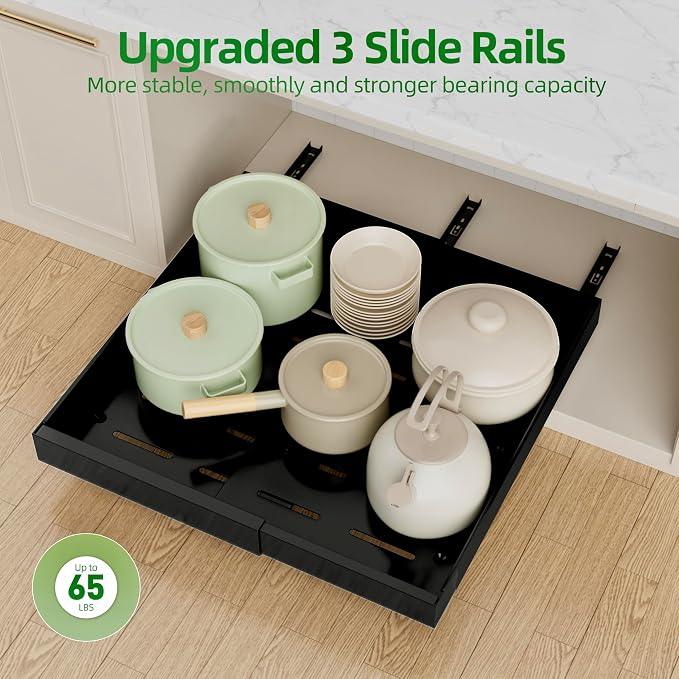 PAKETA 4 Pack Expandable Pull Out Cabinet Organizer,21" Deep | Pull Out Drawers for Cabinets with width from 12" to 20",Sliding Drawers for Cabinets with Upgrade 3 Slide Rails,hold 65 lbs - Image 7