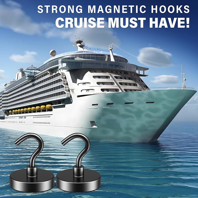 FINDMAG Black Magnetic Hooks for Cruise Cabins, 10 Pack 85 LB+ Magnet Hooks | Heavy Duty Magnet Hooks for Hanging, Fridge, Office, Kitchen, Locker, Tool, Metal Hooks for Cruise Ship Walls - Image 2