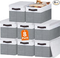 8 Pack Closet Storage Bins with Lids - Stackable Storage Baskets for Organizing Clothes Toys Blankets - Odorless for Baby Nursery Organization and Storage Boxes Totes for Bedroom Dorm Room by Criusia