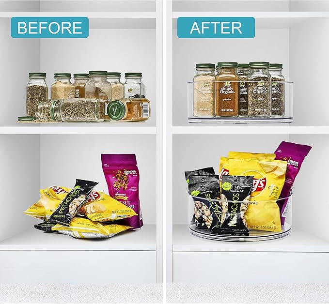 Sorbus 9 Inch Clear Lazy Susan Organizer, Turntable Organizer for Spice Organization for Cabinet, Lazy Susan Turntable for Kitchen, Home, Office, Closet, Classroom, Laundry Room Organization (2-Pack) - Image 4