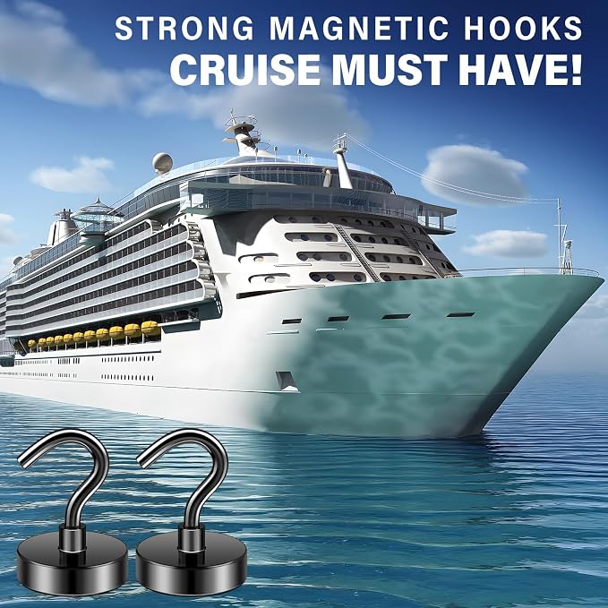 FINDMAG Magnetic Hooks for Cruise Cabins, 50LB+ Magnet Hooks, 6 Pack Black | Heavy Duty Magnetic Hook for Locker, Fridge, Refrigerator, Office, Kitchen, Home, Cruise Essentials 2026 - Image 2