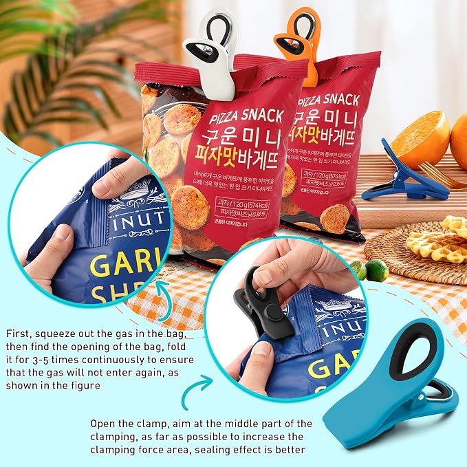 Chip Clips, Bag Clips for Chips, 24 Pack, Multicolor | Magnetic Bag Clips with Airtight Seal Grip, Reusable Hold for Kitchen Food, Snack, Fridge, Office and RV Accessories - Image 4