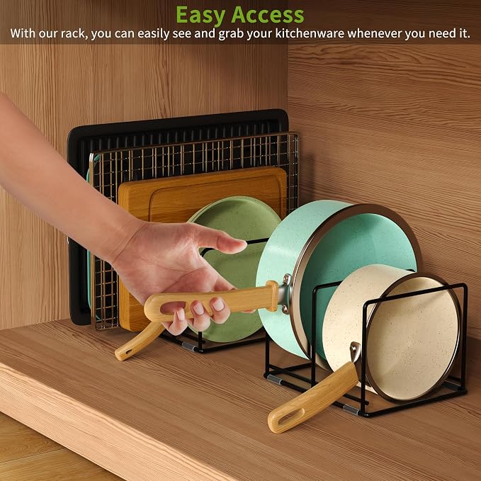 Pan and Pot Organizer Rack, Cutting Board Organizer for Cookie Sheet,Frying Pan inside Cabinet,Baking Pan, Tray Organizer for Kitchen Storage - Total 5 Compartments(2 Pcs) - Image 4
