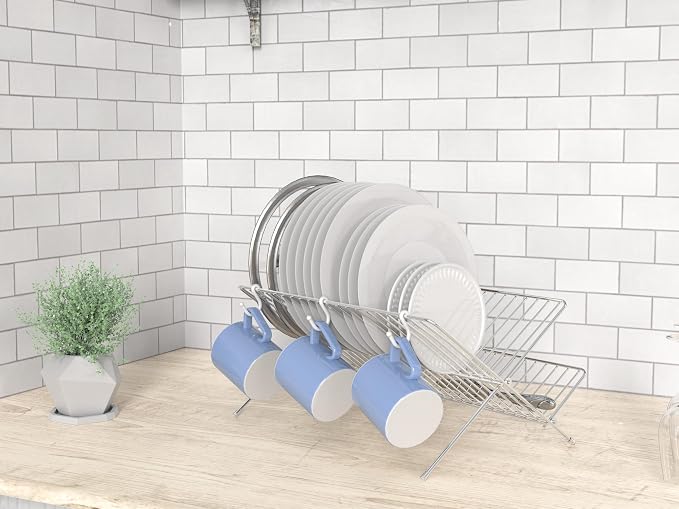 Simple Houseware Collapsible Dish Drying Rack, Chrome - Image 6
