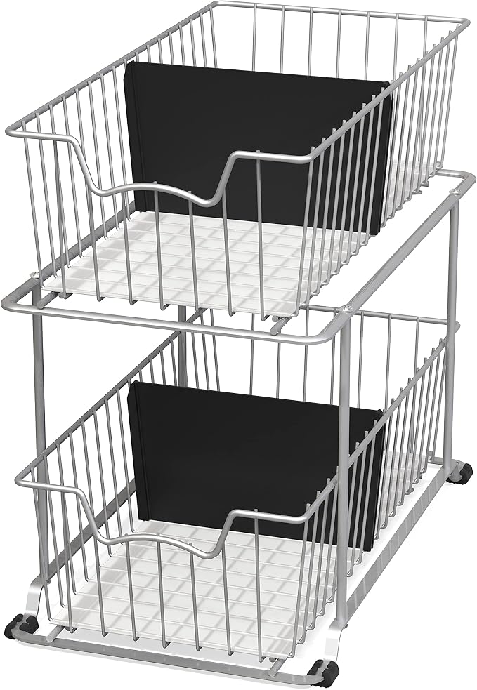 Simple Houseware 2 Tier Cabinet Wire Basket Drawer Organizer, Grey by SimpleHouseware