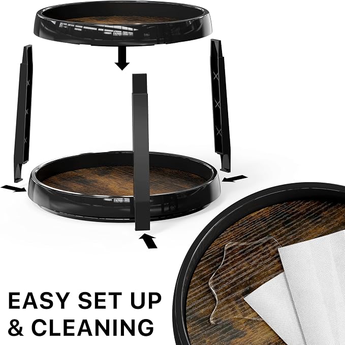Simple Houseware 2-Tier Lazy Susan Spice Organizer, 10-Inch, Rustic Brown - Image 5