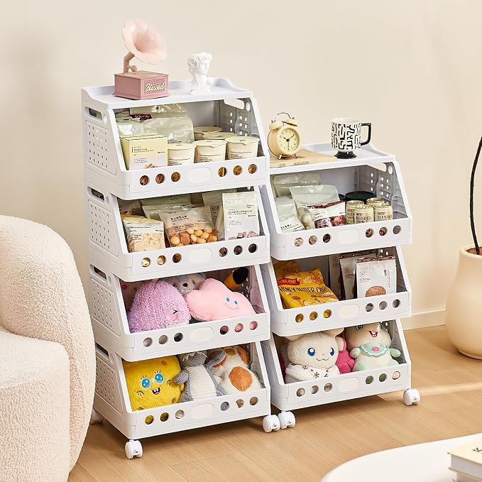 UFORU 3 Tier Rolling Storage Cart,Plastic Open Storage Basket with Wheels | Rolling Storage Shelf for Kitchen,Bathroom,Bedroom and Living Room,Versatile Home Organization for Books,Toys - Image 9