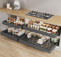 Seinloes 4 Pack Pull out Cabinet Organizer 21" Deep With Raising Pad for Framed Cabinets,Expandable (15.2"-26.3"W) Slide out Drawers for Kitchen Cabinets with 4pcs Divider Racks,Roll out Shelves,Black by Seinloes