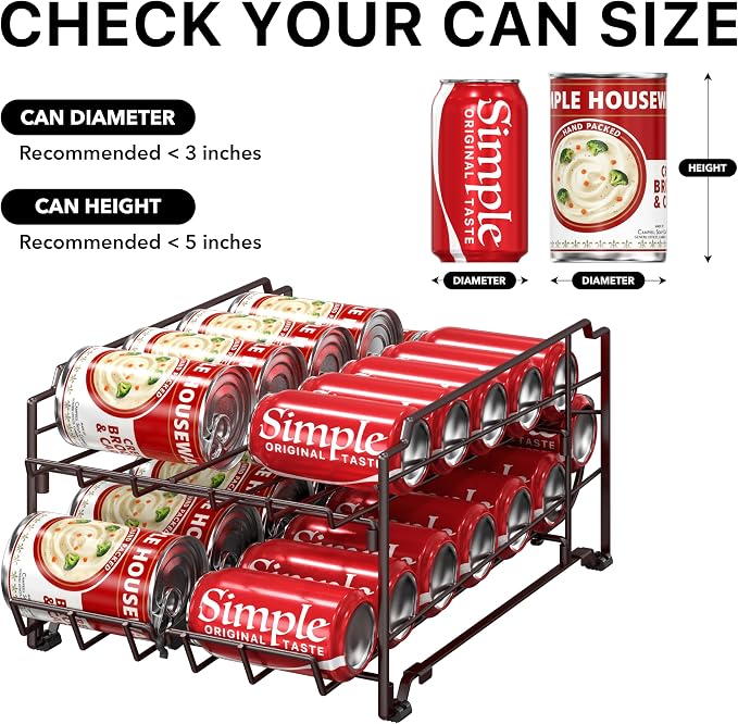 Simple Houseware Dual Row Front Loading Stackable Can Dispenser, Bronze - Image 5