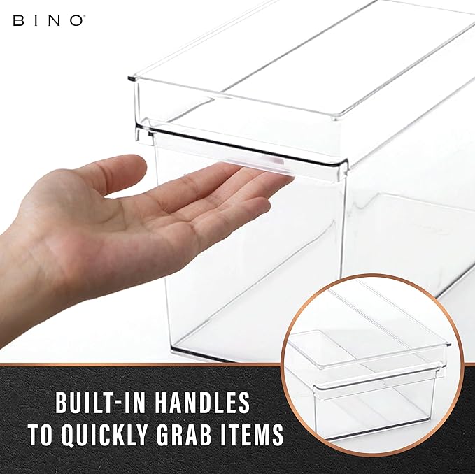 BINO | Plastic Storage Bins, Medium - Deep | THE HANDLER COLLECTION | Multipurpose Organizer Bins | Kitchen Pantry Organizers and Storage | Clear Containers for Organizing Home | Freezer Organizer - Image 4