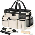 Cleaning Caddy Organizer with Handle - Large Caddy Bag for House & Bathroom Cleaning Supplies, 15 x 8 x 10.5 inches Cleaning Supply Caddy, Housekeeping Tote with Adjustable Strap - Beige by Storage+Standard