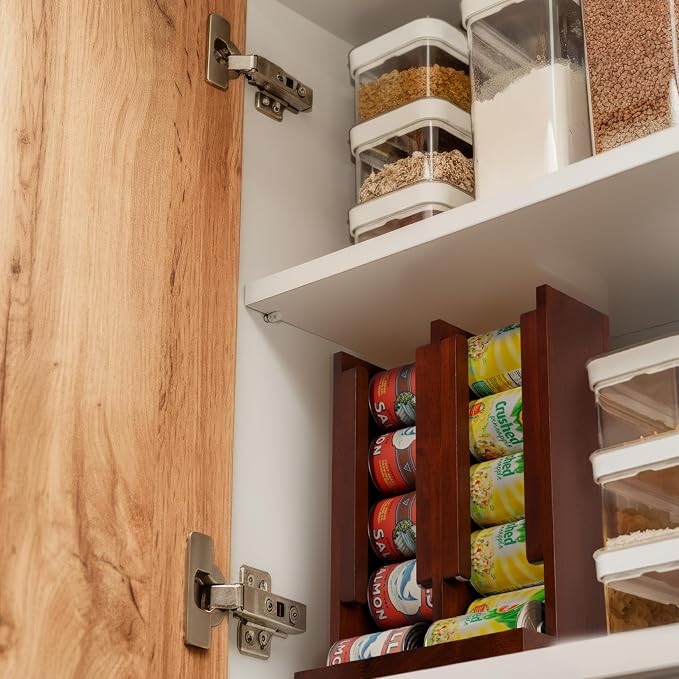 HOMESTEAD Wooden Can Organizer for Pantry, Solid Wood Canned Food Rack, Holds Standard 14.2 oz Cans, Space-Saving Kitchen Storage for Cabinets & Countertops (Brown) - Image 4