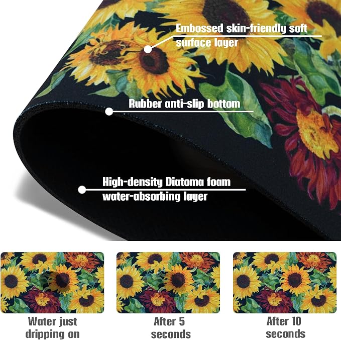 Sink Faucet Absorbing Mat, 2 Pack Drying Mat Around Faucet Sink Splash Guard Behind Faucet Sinkmat For Kitchen Bathroom Island Rv 15 * 5.5 Inch (38 * 14 cm) - Image 7