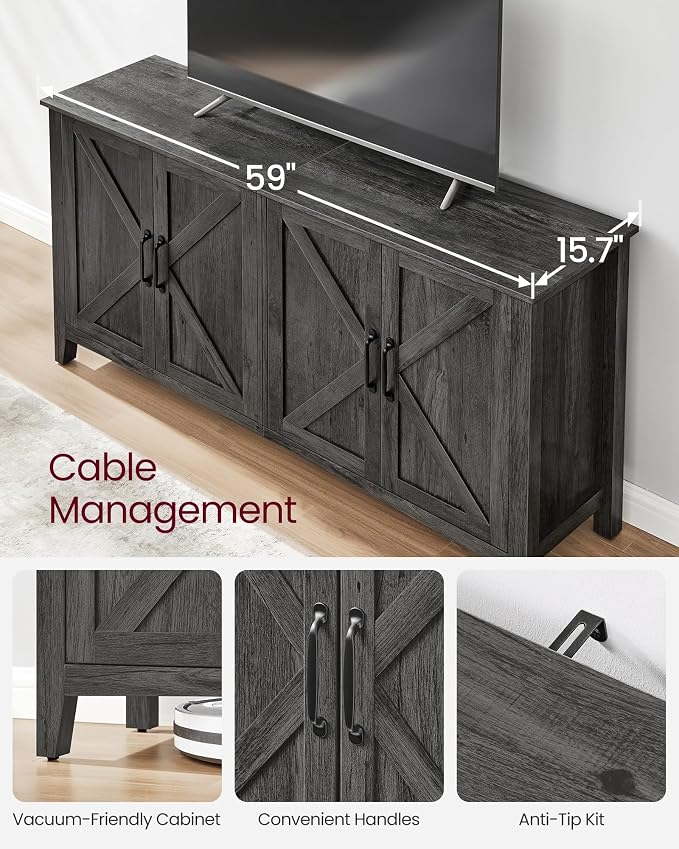VASAGLE Buffet Cabinet, Coffee Bar, Adjustable Shelf | Sideboard Storage with Cable Hole, Antique Charcoal, LIRY Collection ULSC381T04 - Image 8