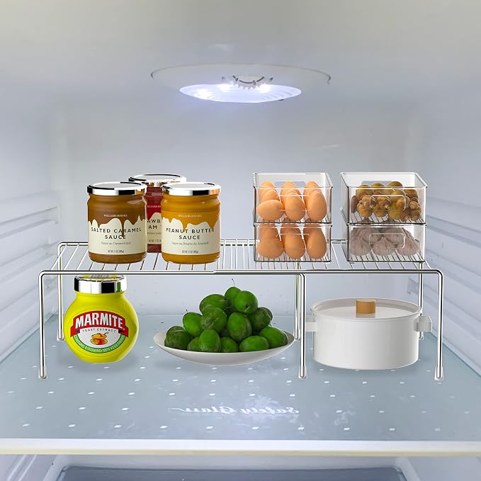 Kitchen Cabinet Expandable Shelf Organizers Set of 6, Adjustable Metal Wire Pantry Storage Shelves, Plate Dish Organizer Rack for Cabinets, Cupboard, Counter, Freezer, Countertop, Chrome - Image 2