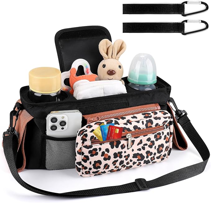 Accmor Universal Stroller Organizer with Insulated Cup Holder Detachable Phone Bag and Shoulder Strap,Stroller Bag Caddy Organizer for Uppababy, Baby Jogger, Britax Strollers - Image 2