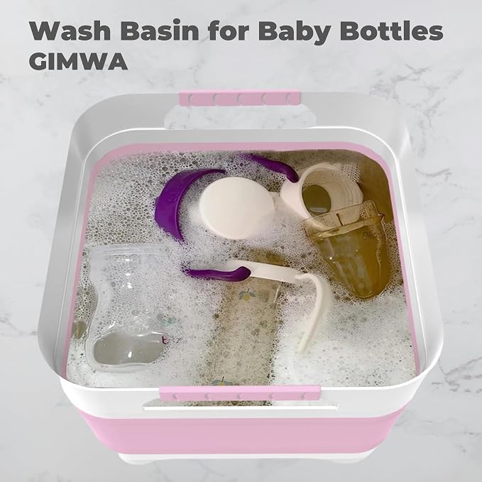 2.6 Gal(10L) Collapsible Wash Basin for Baby Bottles,Pink Space-Saving Collapsible Dish Basin with Drain Plug for bottle washing, Collapsible Bucket for RV Kitchen Essentials - Image 8